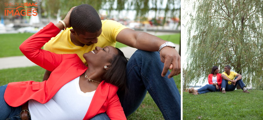 Engagement Photography taken on the grass in Toronto