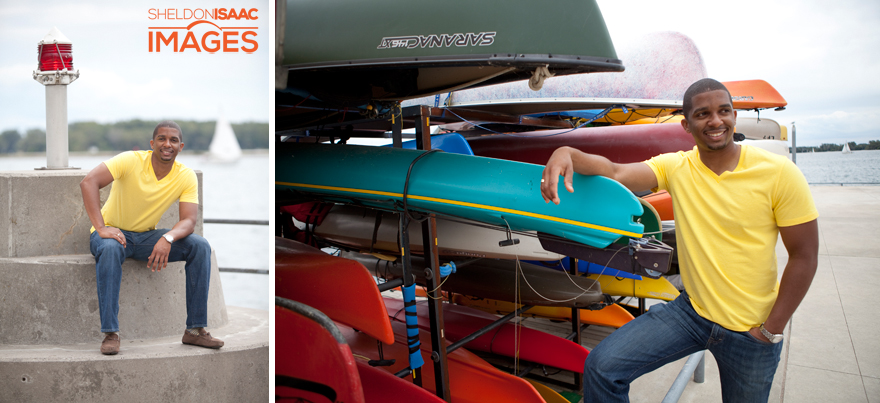 The Groom to be by the canoes in Toronto's HTO Park