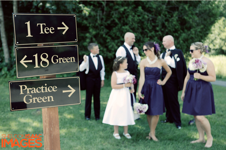 Bridal Party Near Golf Sign