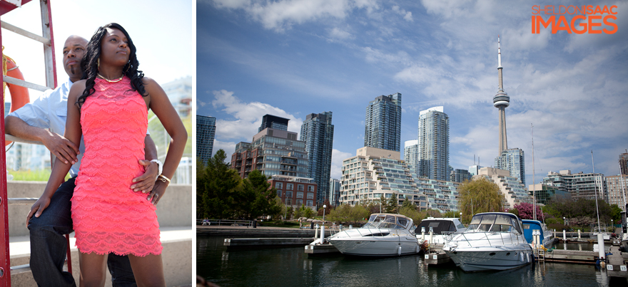 Engaged Couple downtown Toronto docks
