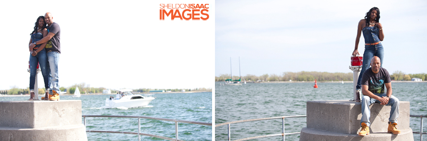 Engaged Couple on the dock in Toronto