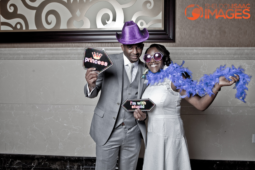 Smile Photo Booth, Bride and Groom with funny signs