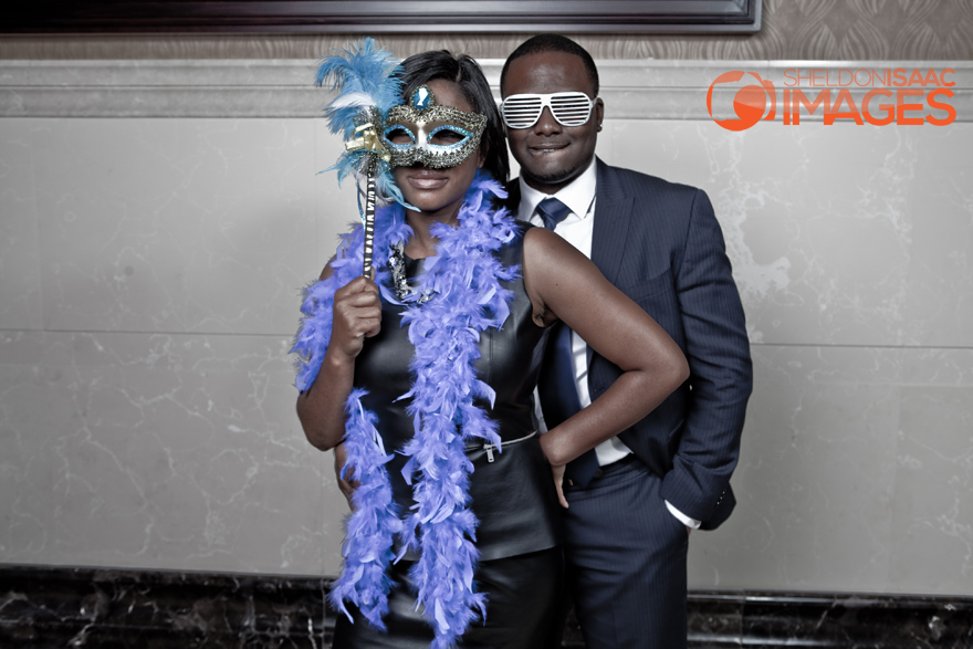 Smile Photo Booth, couple posing with masks