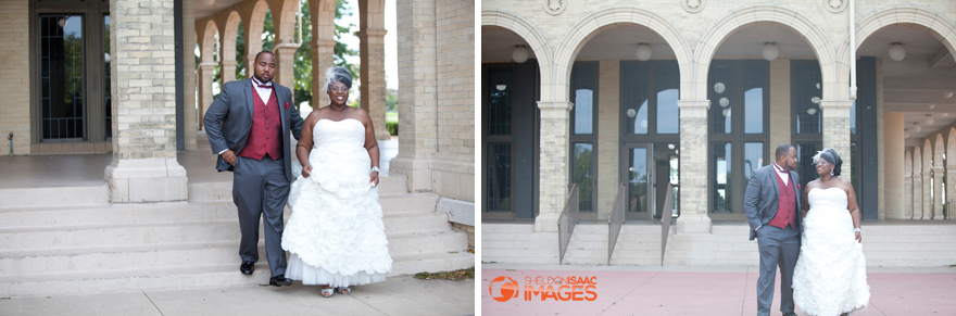 Bride and Groom walking around Belle Isle Park