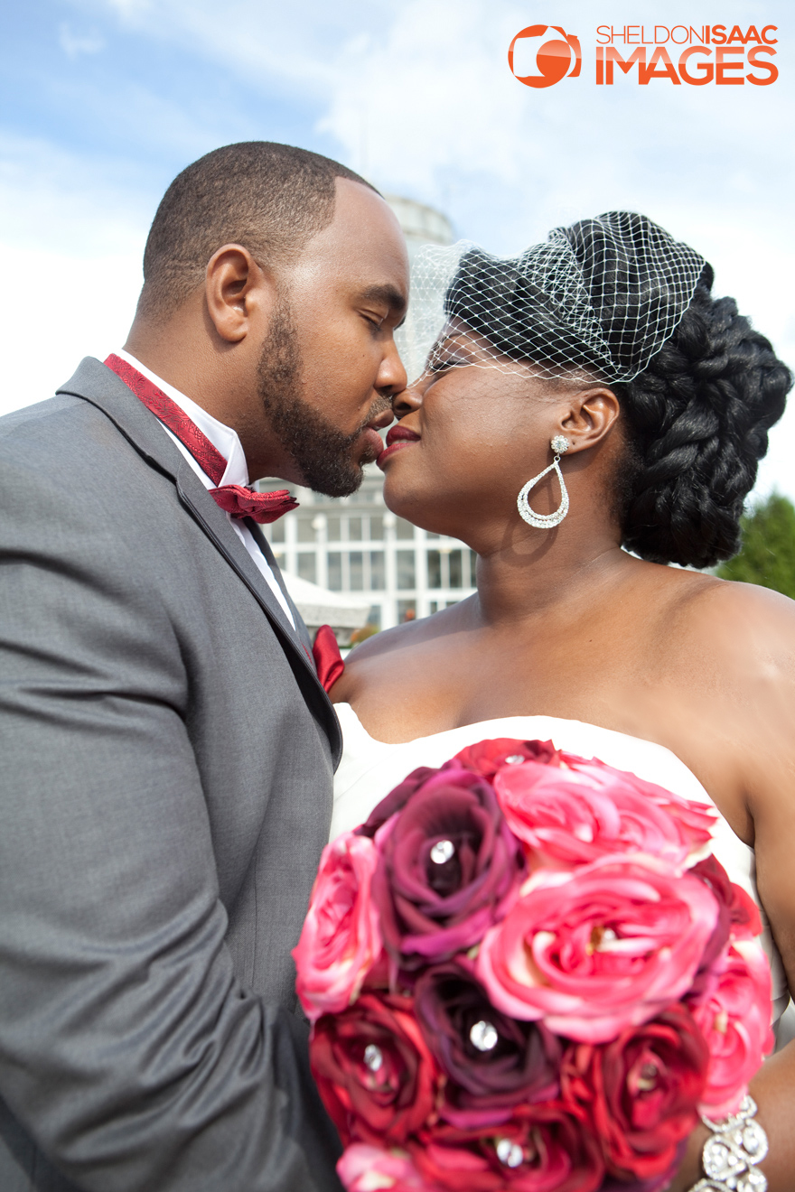 Bride and Groom lip lock