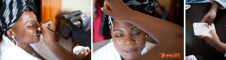 Bride getting make up done