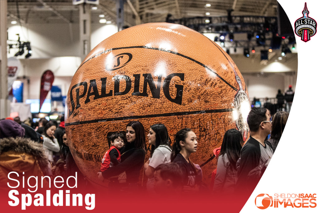 Giant Basketball signed by fans at NBA All Star weekend in Toronto