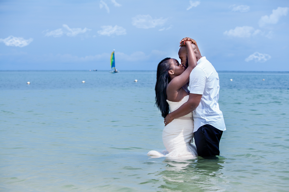 Bride and Groom Trash the dress in Montego Bay Jamaica