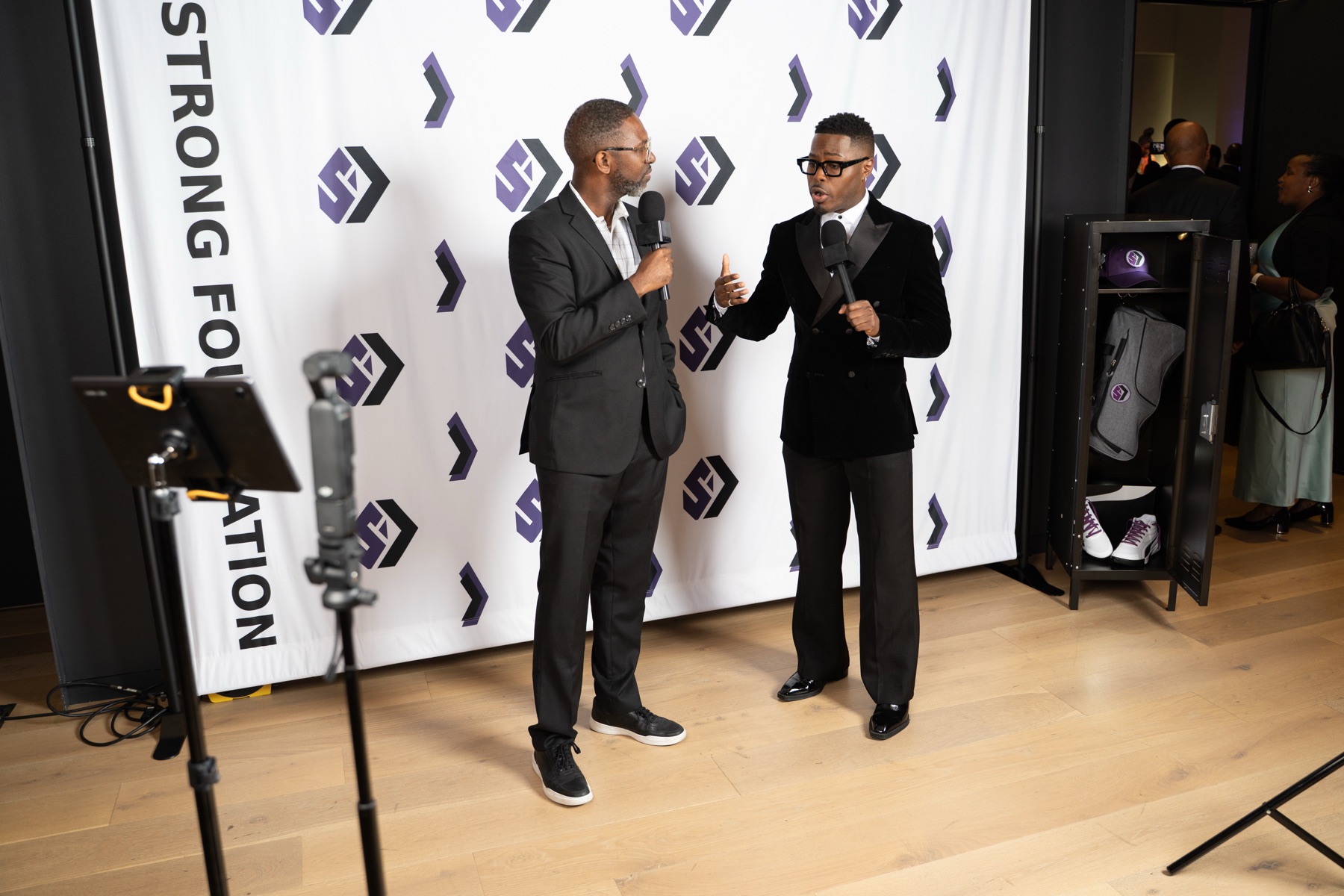 Event Voice Live interview video Toronto — wide view of the onsite interview set with camera and attendees
