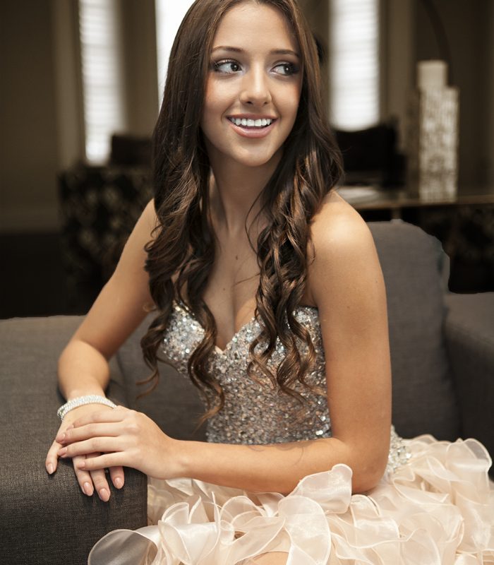 young lady smiles at her quinceanera in Whitby