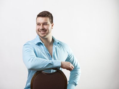 Man smiling for camera at branding shoot